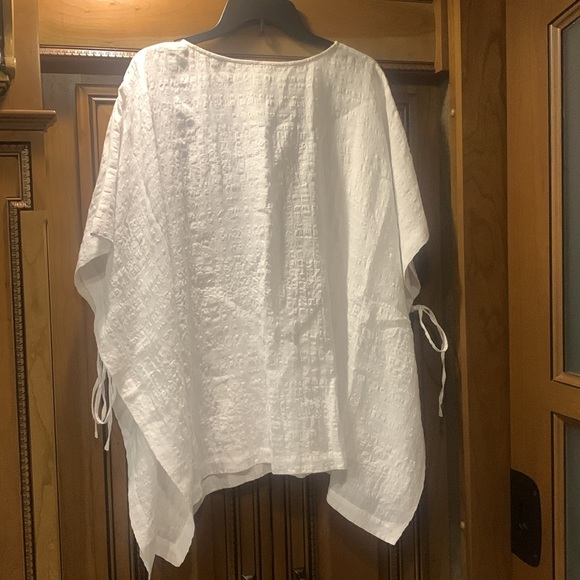 NWOT Eileen Fisher Linen Cotton Sheer Check Poncho Size S/M - Picture 9 of 12